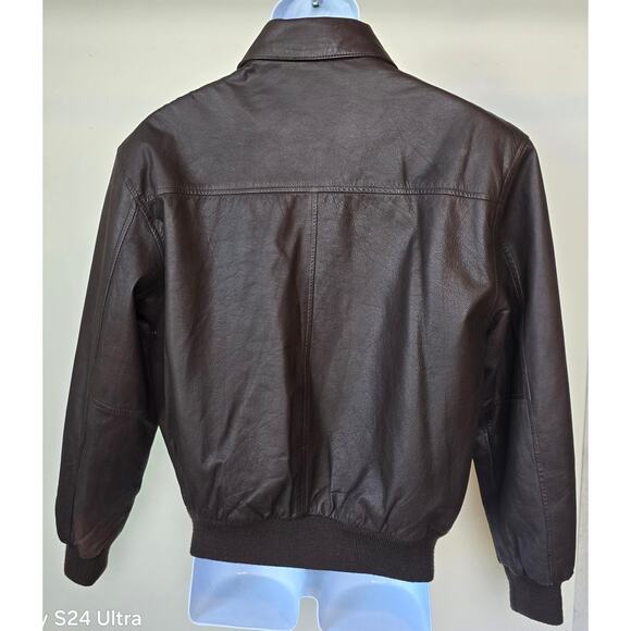 Vintage Hill & Archer Brown Leather Aviator Flight Bomber Insulated Jacket Men M - Picture 2 of 10